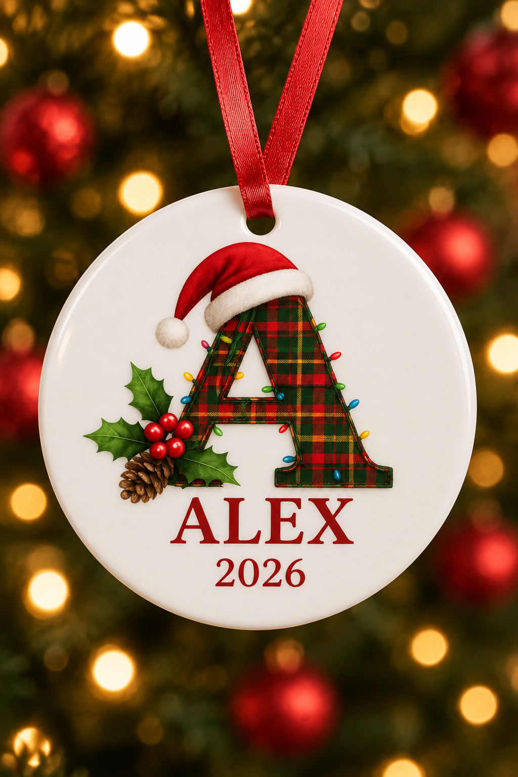 Personalized Christmas Ornament 2026 | Custom Name &amp; Initial