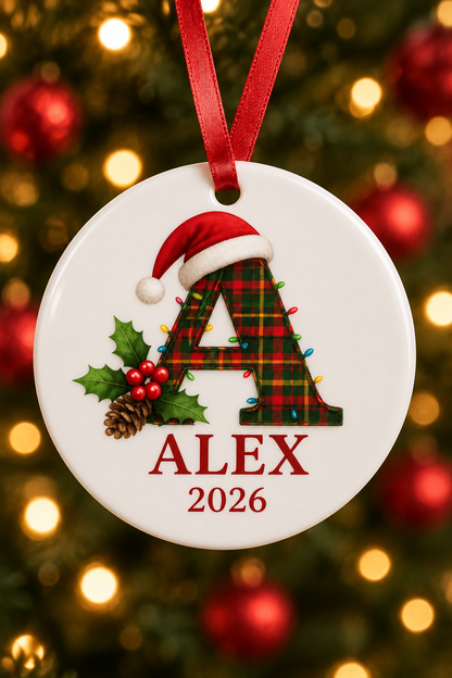 Personalized Christmas Ornament 2026 | Custom Name &amp; Initial