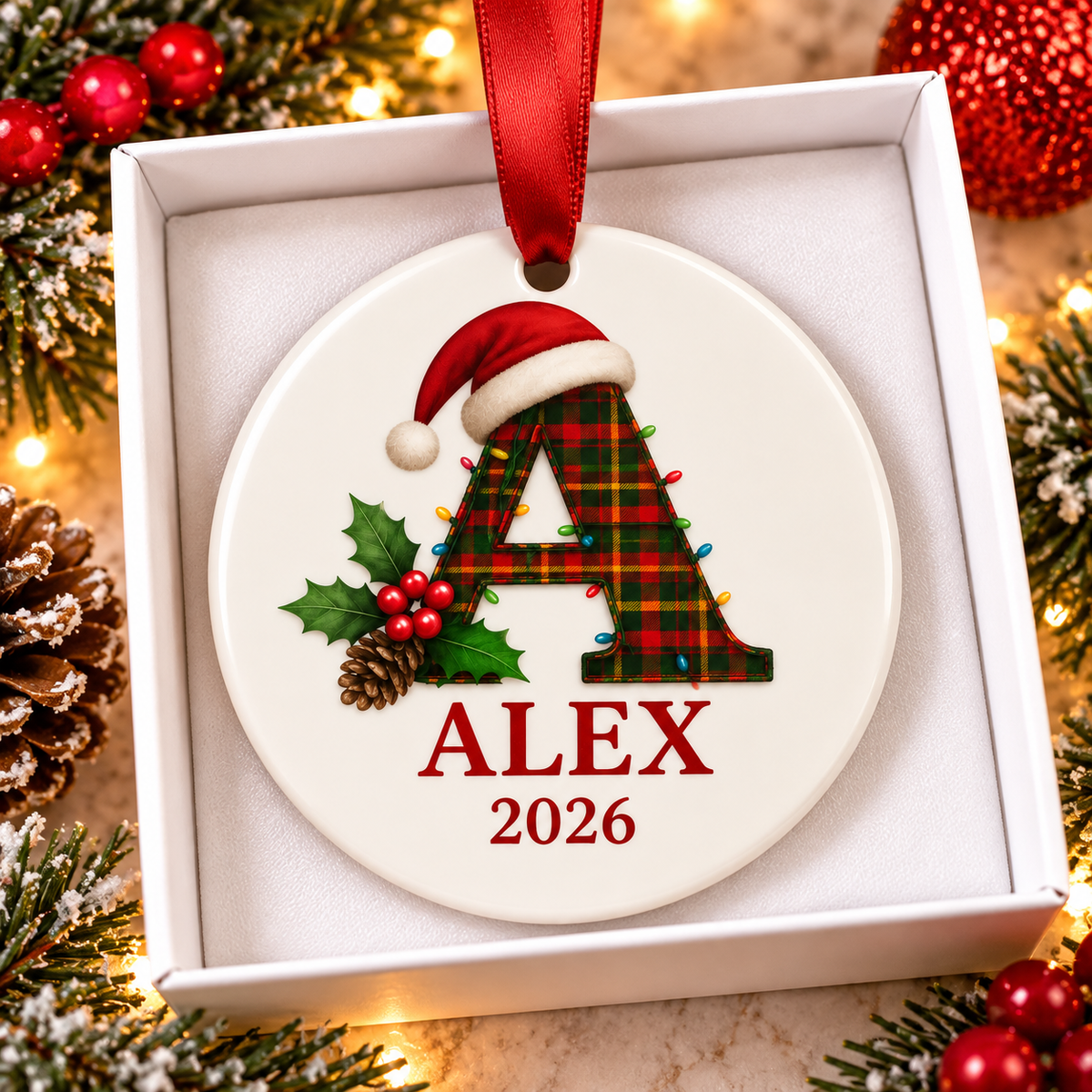 Personalized Christmas Ornament 2026 | Custom Name &amp; Initial