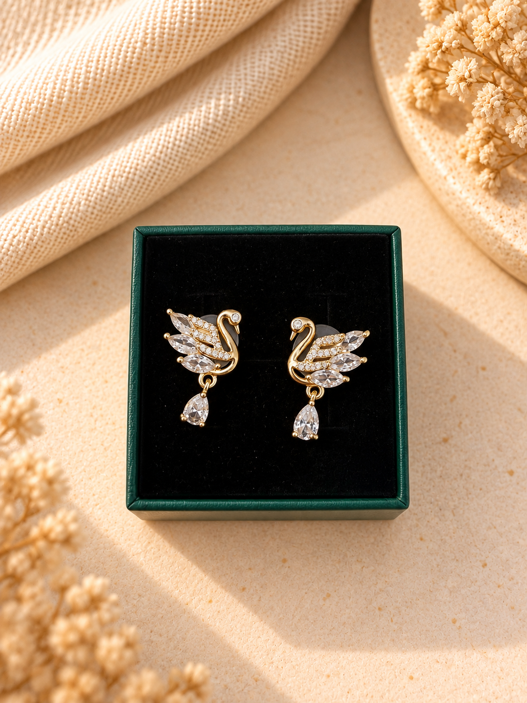Swan Teardrop Studs