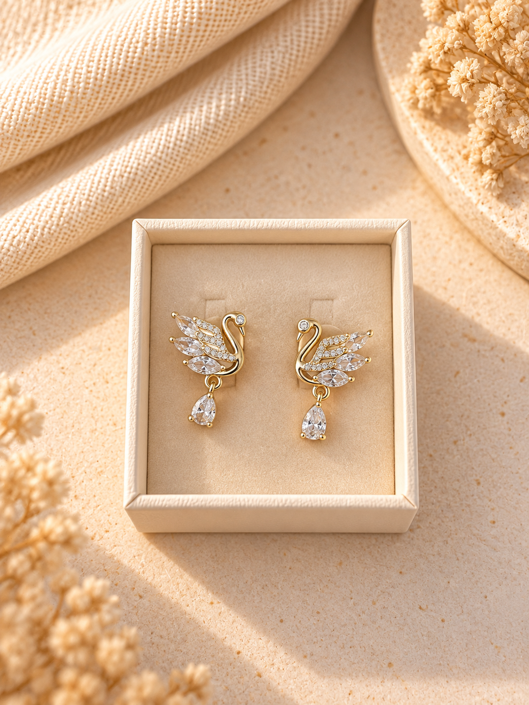 Swan Teardrop Studs