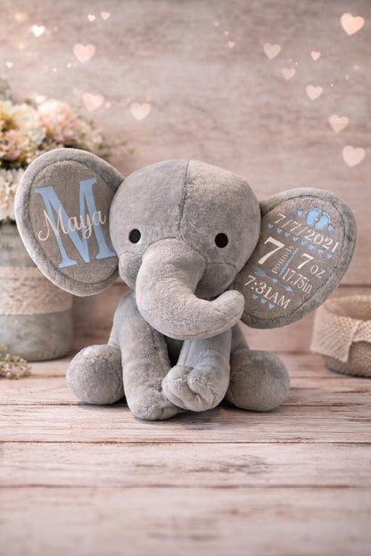 Personalized Baby Birth Announcement Elephant