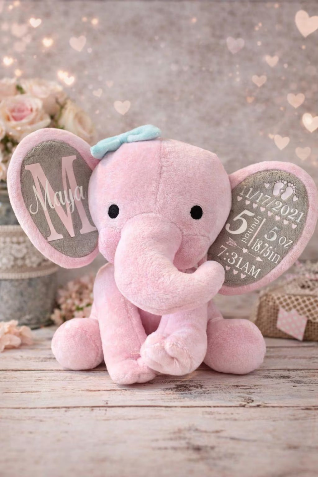 Personalized Baby Birth Announcement Elephant